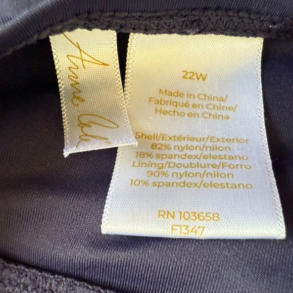 Anne Cole Swimsuit One Piece Twist  Shirred Bandeau Navy Strapless Sz 22W - Picture 5 of 8